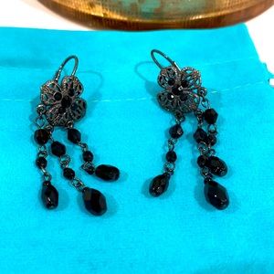 Black stone chandelier earrings GUC